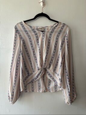 Pink Republic Cream Blouse with Blue & Rust Stripe Details